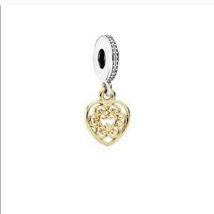 💯% Authentic Pandora 14k 2 tone heart dangle